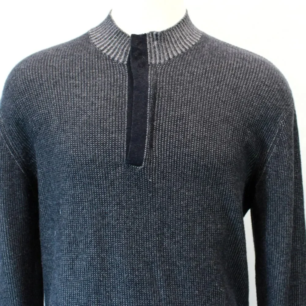 Agave Gray Wool/Silk/Cashmere Half Zip Pullover Sweater Large